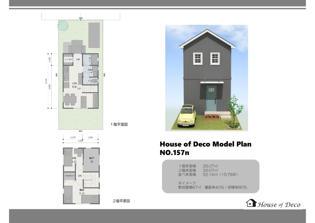 ハウスオブデコ　モデルプラン　輸入住宅　倉庫風　２階建